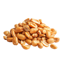 Roasted peanuts piled on a transparent background showcasing their texture and color for culinary use or snacking, Roasted peanuts isolated on transparent background png