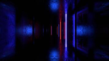 Blue and Red Futuristic Cyber Tunnel with Neon Strobe Rods Background VJ Loop in 4K video