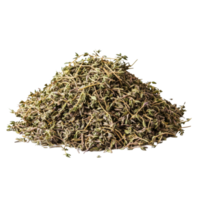 Heap of dried thyme herbs isolated on a transparent background for culinary and medicinal uses, Heap of dried Thyme isolated on transparent background png