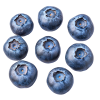 Fresh blueberries arranged in a pleasing formation on a bright transparent background for culinary uses, Group of fresh blueberries isolated png