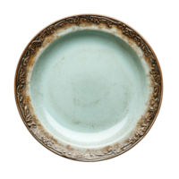 Elegant empty porcelain plate with intricate detailing on a clean transparent background, Empty porcelain, Ceramic plate on transparent backgroundfile png