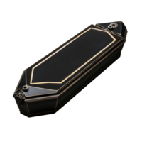 Isolated black magic coffin with sha transparent design on a simple background for mystical themes, black magic coffin, file of isolated object with shadow on transparent background png