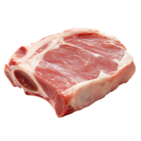 Raw pork chop on a transparent background ready for cooking or meal preparation showcasing its fresh texture and color, Raw pork isolated on transparent background png