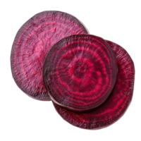 Freshly sliced beetroot on a transparent background showcasing vibrant colors and natural patterns, Beetroot slices isolated on transparent background png
