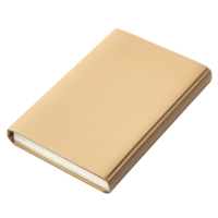 A closed brown paper notebook resting on a flat surface, showcasing a simple and rustic design perfect, Closed brown paper notebook. Realisticphotography isolated on transparent background. png