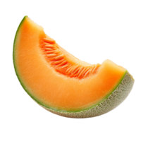 Fresh slice of cantaloupe melon displayed on a clean transparent background for food presentation or culinary uses, slice cantaloupe melon isolated on transparent background png