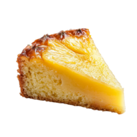 A delicious slice of pineapple cake isolated on a transparent background perfect for dessert lovers looking for a fruity treat, Isolated pineapple cake slice on a transparent background png