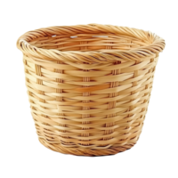 Rattan woven basket showcasing intricate craftsmanship isolated on a transparent background, rattan woven basket isolated on transparent background png