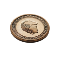 A closeup view of a unique coin resting on a clean transparent background, symbolizing investment and financial growth opportunities, coin on transparent backgroundInvestment concept, money png