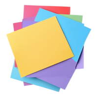 Colorful sheets of blank paper arranged on a transparent background for creative projects and designs, Blank colored paper sheet on transparent backgroundfile. png