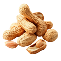 Fresh peanuts piled on a transparent background showcasing their natural texture and earthy appeal, Dried peanuts isolated on transparent background png