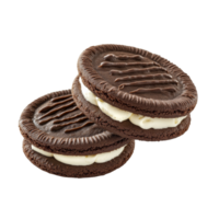 Delicious chocolate cookies with creamy filling arranged on a clean transparent background for a delightful treat, cookies chocolate with cream filling between on transparent backgroundfile png