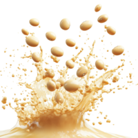 Soybeans splashing in a creamy liquid, showcasing dynamic motion and natural textures in a vibrant setting, Soybeans splash isolated png