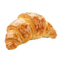 Croissant resting on a pristine transparent background, showcasing its flaky layers and goldenbrown crust, Croissant on transparent background png