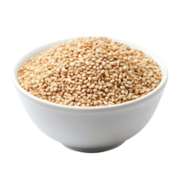 Freshly harvested sesame seeds in a transparent bowl isolated against a clean transparent background for culinary use, sesame in a bowl isolated on transparent background png