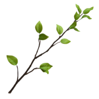 A twig with vibrant green leaves resting against a bright transparent background for a fresh and natural feel, Twig with green leaves on transparent backgroundfile png