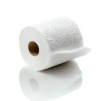 A single roll of toilet paper rests on a bright transparent background in a clean, minimalistic setting showcasing its texture, Toilet paper on transparent background png