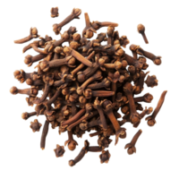 A closeup view of dried cloves on a transparent background showcasing their distinct shapes and rich brown color, cloves on transparent background png