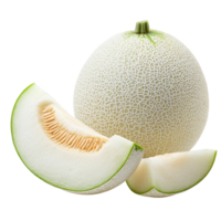 Fresh transparent cantaloupe melon sliced on a transparent background showcasing its unique texture and color, transparent cantaloupe melon on transparent background png