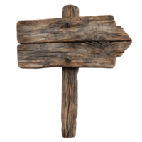 Rustic wooden sign board standing tall, offering direction in a natural setting on a transparent background, rustic wooden sign board isolated on transparent background or transparent backgroud png