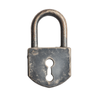 A closeup view of a vintage padlock with keyhole on a clean transparent background highlighting security and protection, Padlock key lock on transparent backgroundfile png
