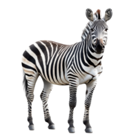 Closeup of a young zebra highlighting its unique stripes in Africas wild landscape during daylight, Young beautiful close up zebra Africa animal isolate die cut stand on transparent background in zoo png