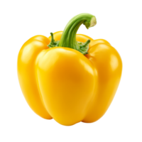 A vibrant yellow bell pepper resting on a clean transparent surface, showcasing its glossy skin and unique shape, yellow bell pepper on transparent backgroundfile png