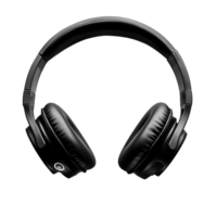 Stylish black headphones with a soft finish and shadow transparent accent on a transparent background, black headphones, file of isolated object with shadow on transparent background png