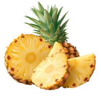 Fresh pineapple slices arranged beautifully on a transparent background showcasing their vibrant color, pineapple slices isolated on transperent png