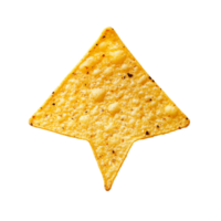 A single triangular nacho chip isolated on a clean transparent background, perfect for culinary presentations, transparent background of a single nacho chip from above, isolated on a transparent png