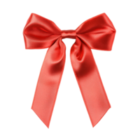 Elegant red satin ribbon bow tied neatly on a plain transparent background for festive decorations and craft projects, Red Satin Ribbon Bow Isolated on transparent background png