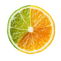 Bright orange, lemon, and lime slices displayed against a clean transparent background, Orange lemon lime slice isolated on transparent background png