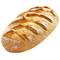 Freshly baked loaf of bread isolated on a transparent background showcasing intricate scoring patterns, dish made of bread, beef, and vegetables top view isolated on transparent background png