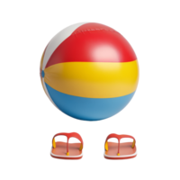 Colorful beach ball and stylish flip flops waiting for fun at the beach on a bright sunny day, Beach Ball and Flip Flops on transparent background png