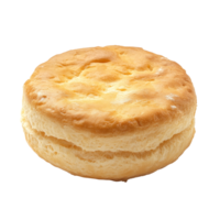 A goldenbrown biscuit rests on a transparent background, highlighting its flaky texture and round shape, biscuit isolated on transparent png