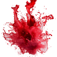 Red paint bursts create dynamic abstract art on a pristine transparent backdrop in a studio environment, Red Paint Explosions on transparent background png