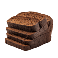 Sliced black rye Borodino bread arranged in a stack on a transparent background showcasing its dark texture and crust, black rye borodino bread png