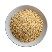 Freshly cooked quinoa served in a simple transparent bowl on a clean transparent background for healthy eating, Quinoa in a plate on transparent background png