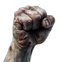 A closeup of a zombie monster fist showing gory details on a transparent background for horror enthusiasts, Zombie Monster Fist on transparent background Horror and Halloween Concept png