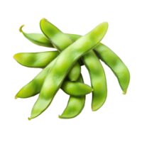 Fresh green soybeans arranged against a clean transparent background for food photography and culinary uses, green soy beans isolated on transparent background png