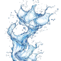Dynamic twisted water splash created with high precision against a transparent background, showcasing fluid movement, Twisted water splash isolated Stock Illustration png