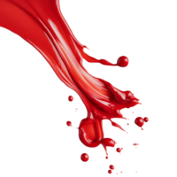 Red paint flows dramatically down a transparent surface, creating artistic patterns and droplets that catch the viewers eye, red liquid drops of paint color flow down on transparent background png