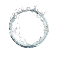 Water splashes gracefully from a circular shape in an isolated setting, showcasing dynamic motion and fluidity, Water splashing out from circle shape isolated 3d rendering png