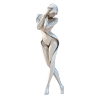 Elegant woman sculpture in a striking pose against a clean transparent background showcasing artistic design, Woman Sculpture 3d isolate rendering on transparent background png