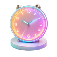 Stylish desk clock with vibrant neon lighting displaying the time in a modern workspace at night, fashionable desk clock with neon lighting, file of isolated object with shadow on transparent png