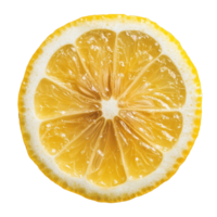 A bright lemon slice is presented against a pure transparent background, highlighting its juicy texture and fresh appearance, lemon slice isolated png