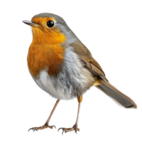 A charming robin stands gracefully on a transparent background, showcasing its vivid colors and delicate features, robin on transparent background png