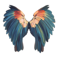 Colorful bird wings displayed against a transparent background, highlighting their intricate patterns and textures, wings of birds on transparent background background png