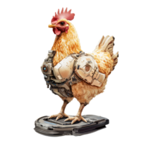 Hightech robotic chicken with futuristic design on transparent background showcasing innovation and creativity, Robotic Chicken on Transparent Background, HighTech Farming Concept png