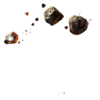 Asteroids collide in a spectacular display of fiery explosions against a transparent backdrop, Asteroids Colliding with Fiery Explosions transparent background png